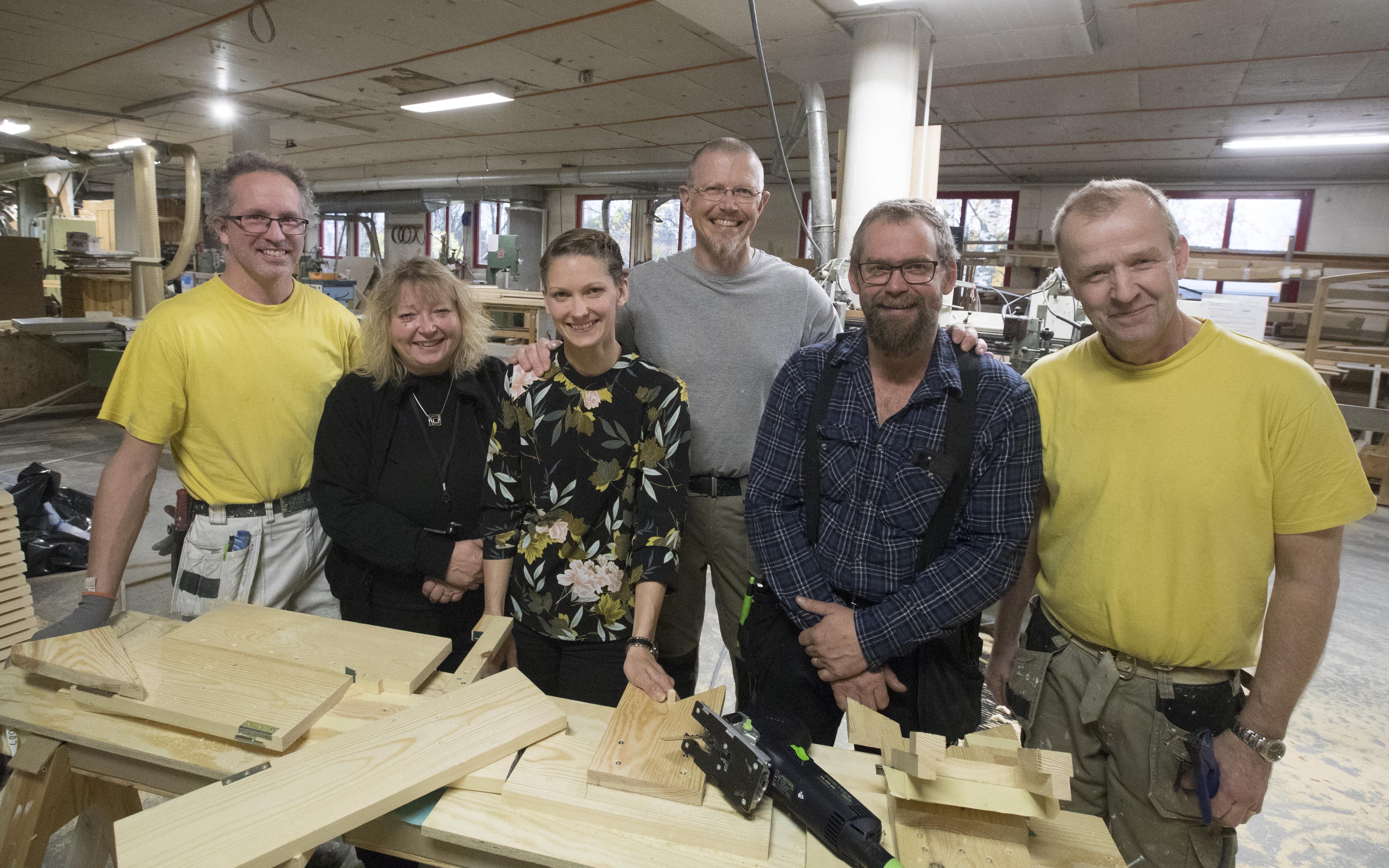 Personalfoto. Från vänster: Anders J, Cathrine, Jeanette, Germund, Anders I, Kjell